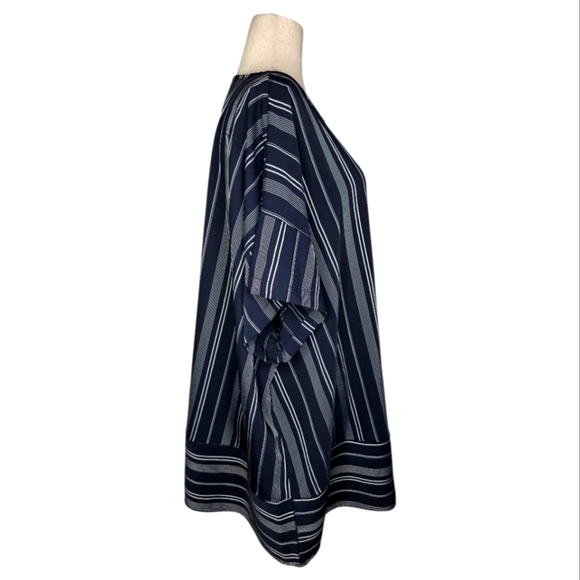 Lane Bryant Plus 28 Navy White Stripe Dolman Sleeve Asymmetric Hem Tunic Top - Picture 7 of 7
